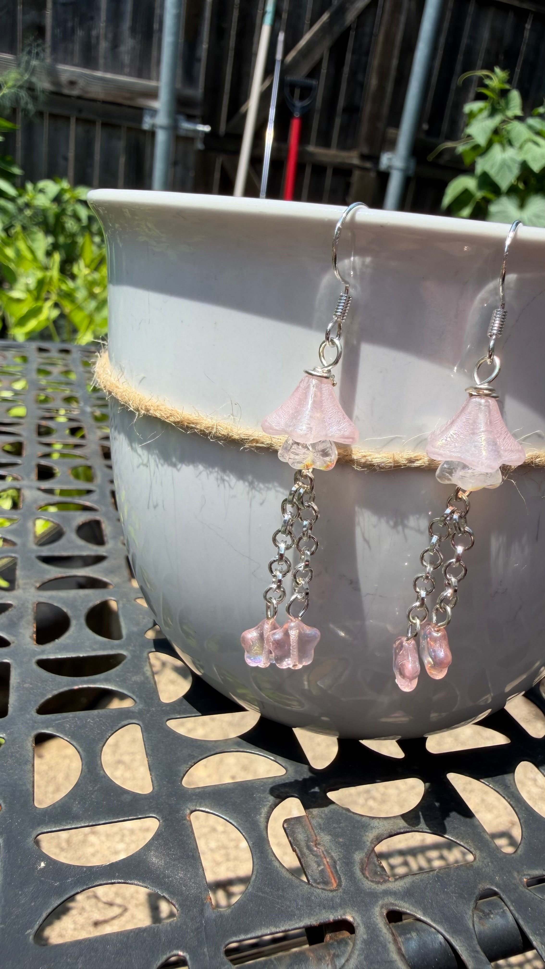 Light Pink Star Dangle Earrings