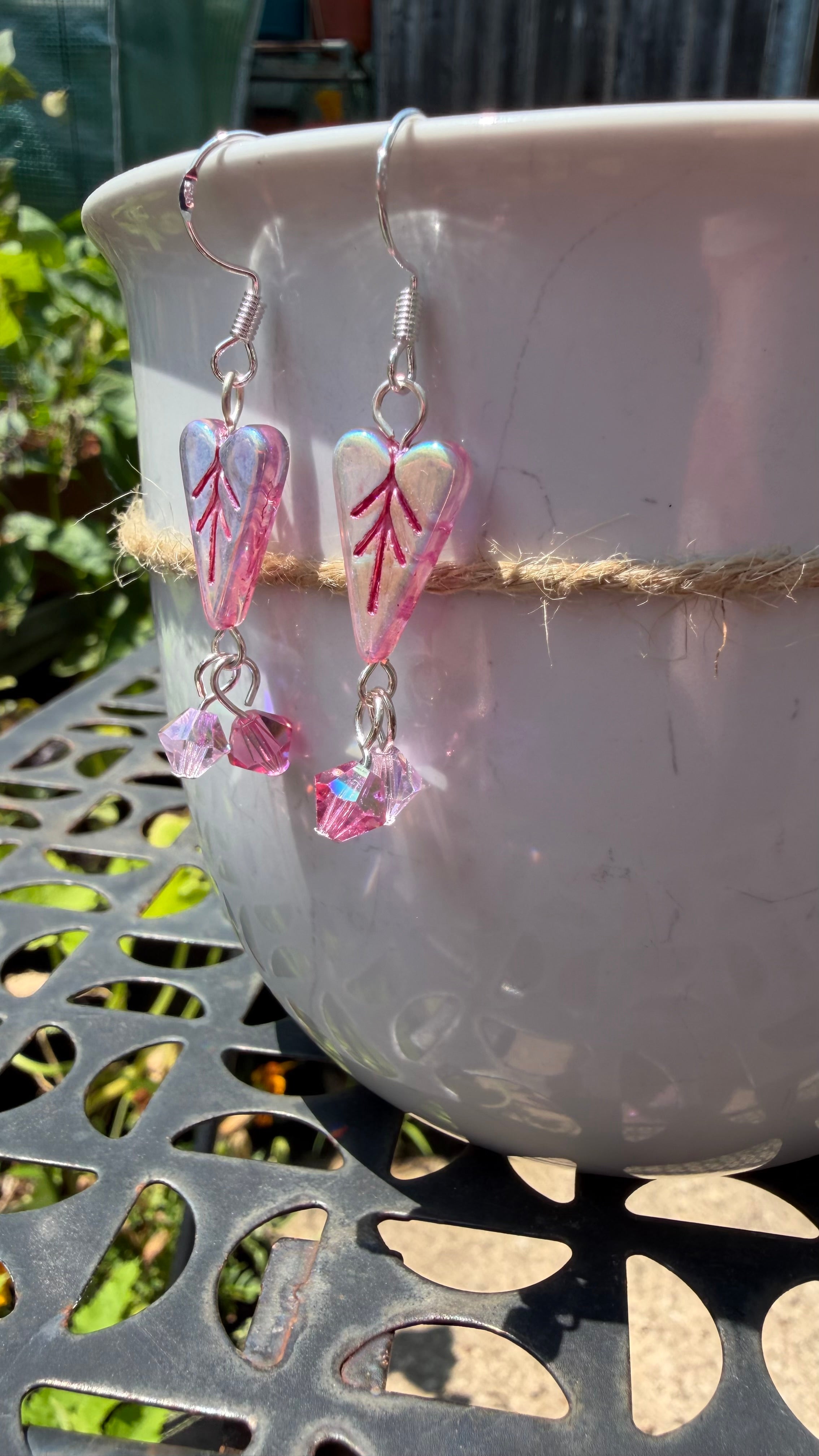 Light Pink Heart Crystal Earrings