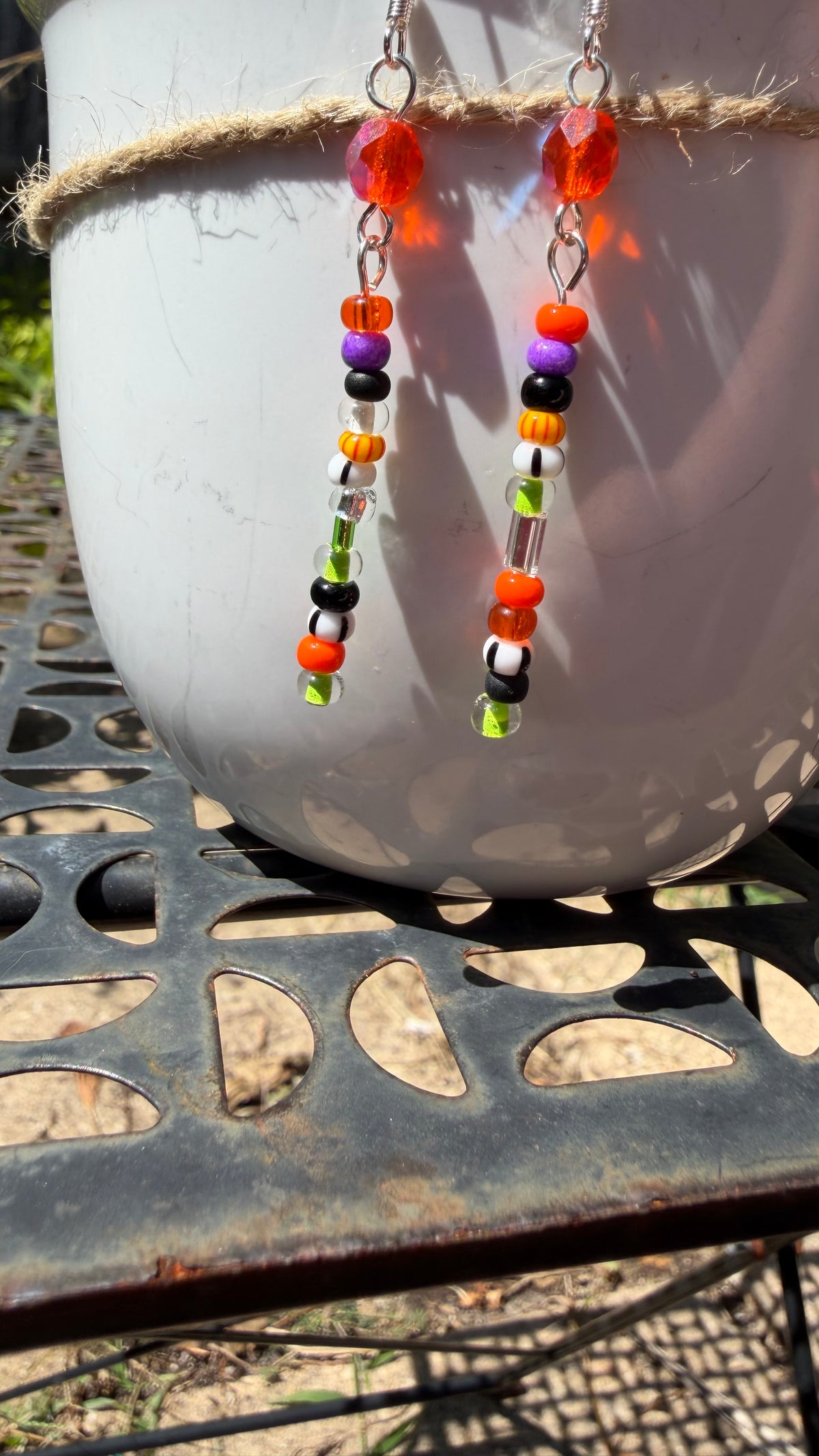 Halloween Seed Bead Dangle Earrings (each pair will be different)
