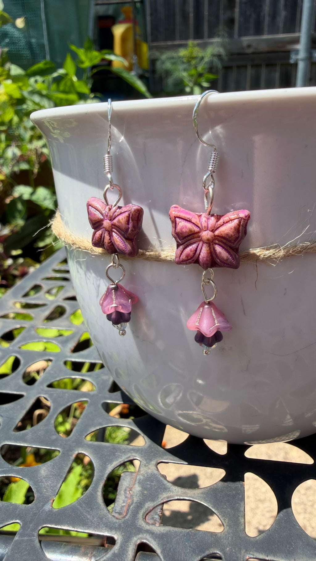 Purple Butterfly Earrings with Crystal Accent