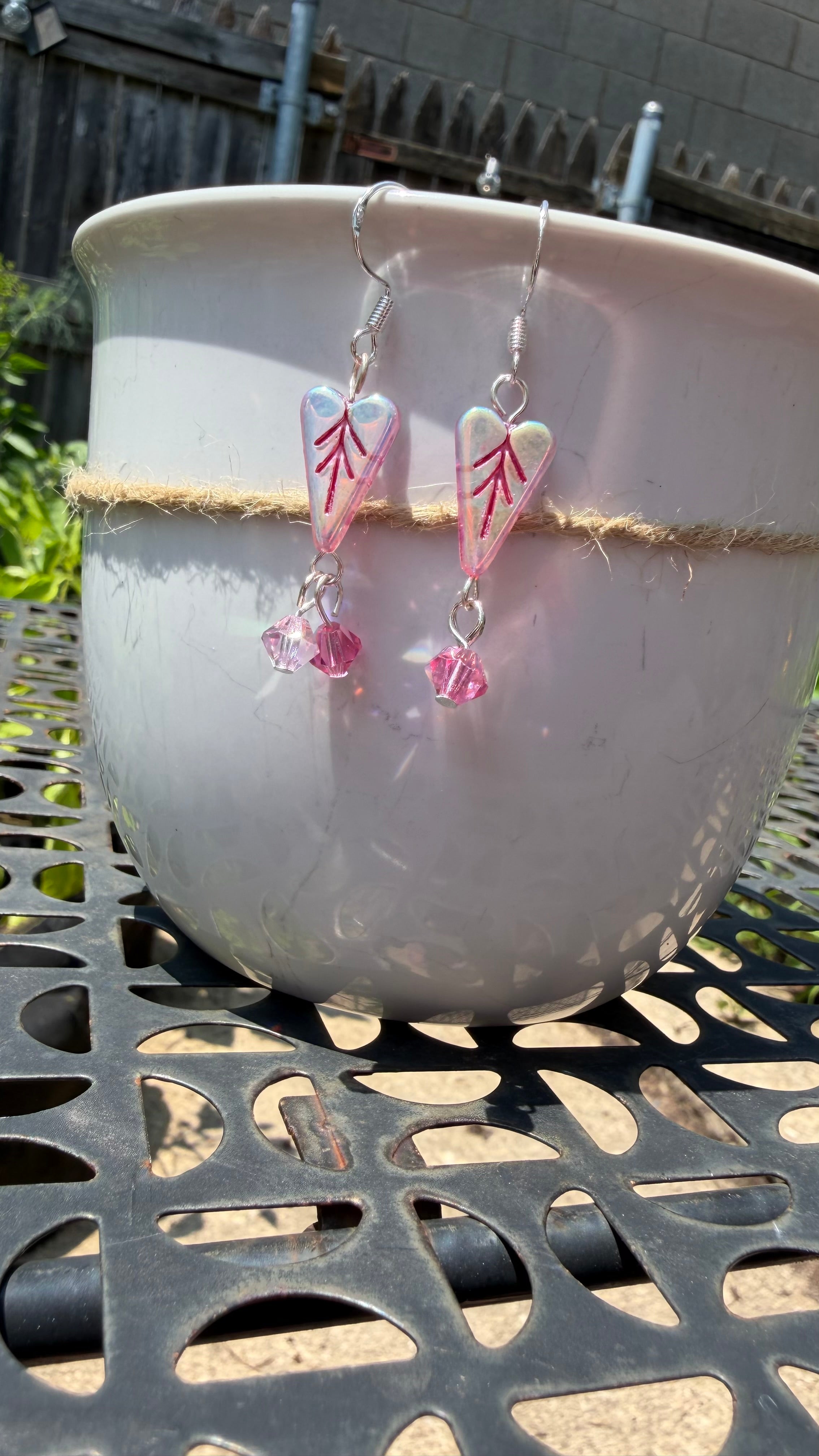 Light Pink Heart Crystal Earrings