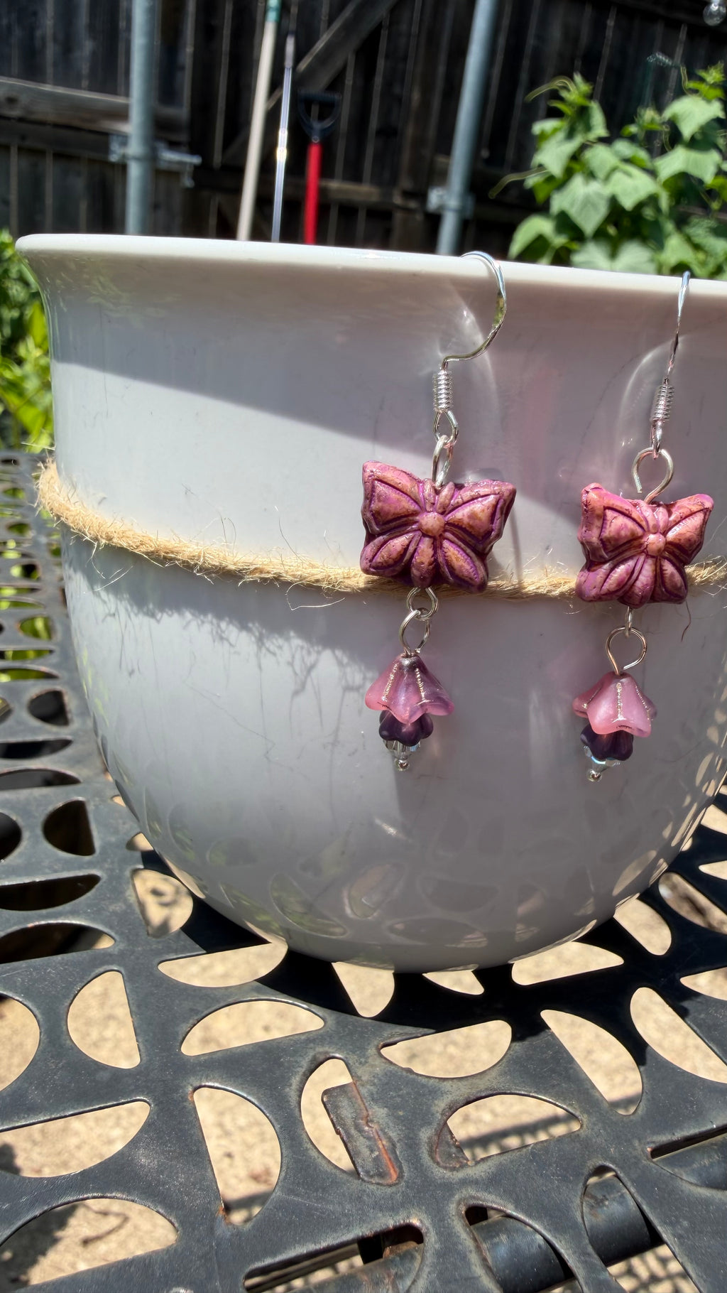 Purple Butterfly Earrings with Crystal Accent