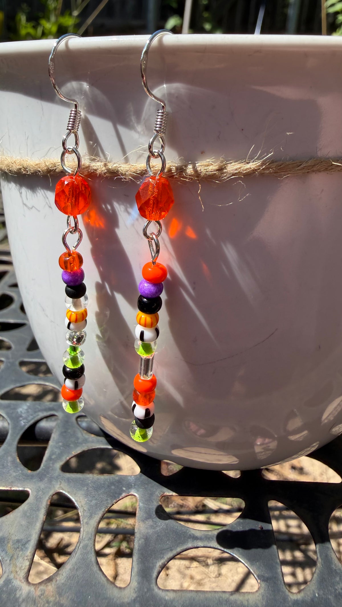 Halloween Seed Bead Dangle Earrings (each pair will be different)