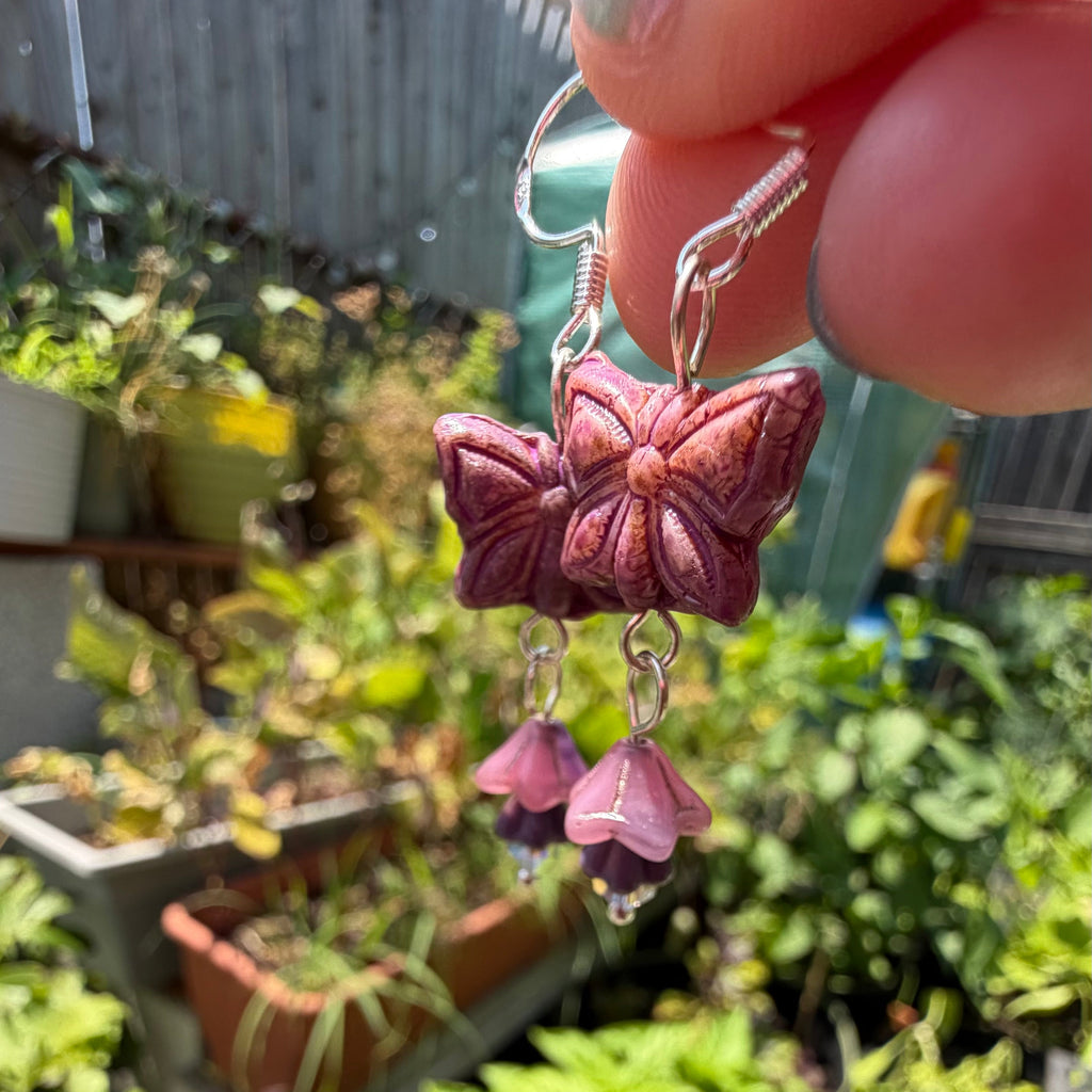 Purple Butterfly Earrings with Crystal Accent