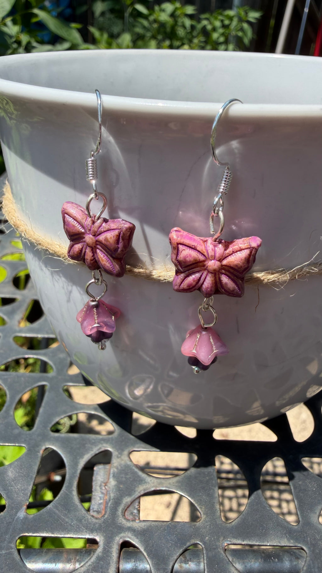 Purple Butterfly Earrings with Crystal Accent