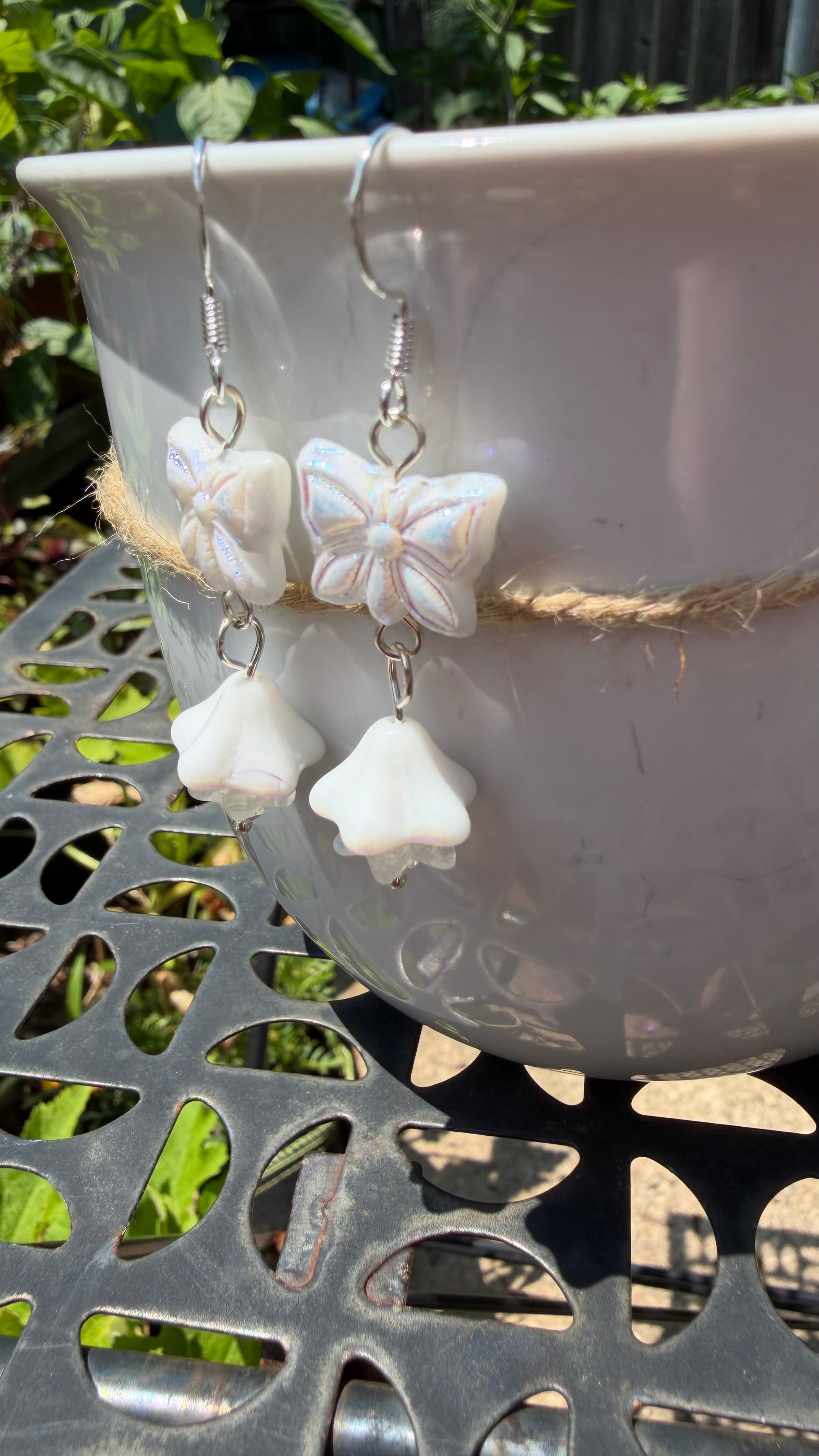 Celestial White Butterfly Earrings – Lightweight
