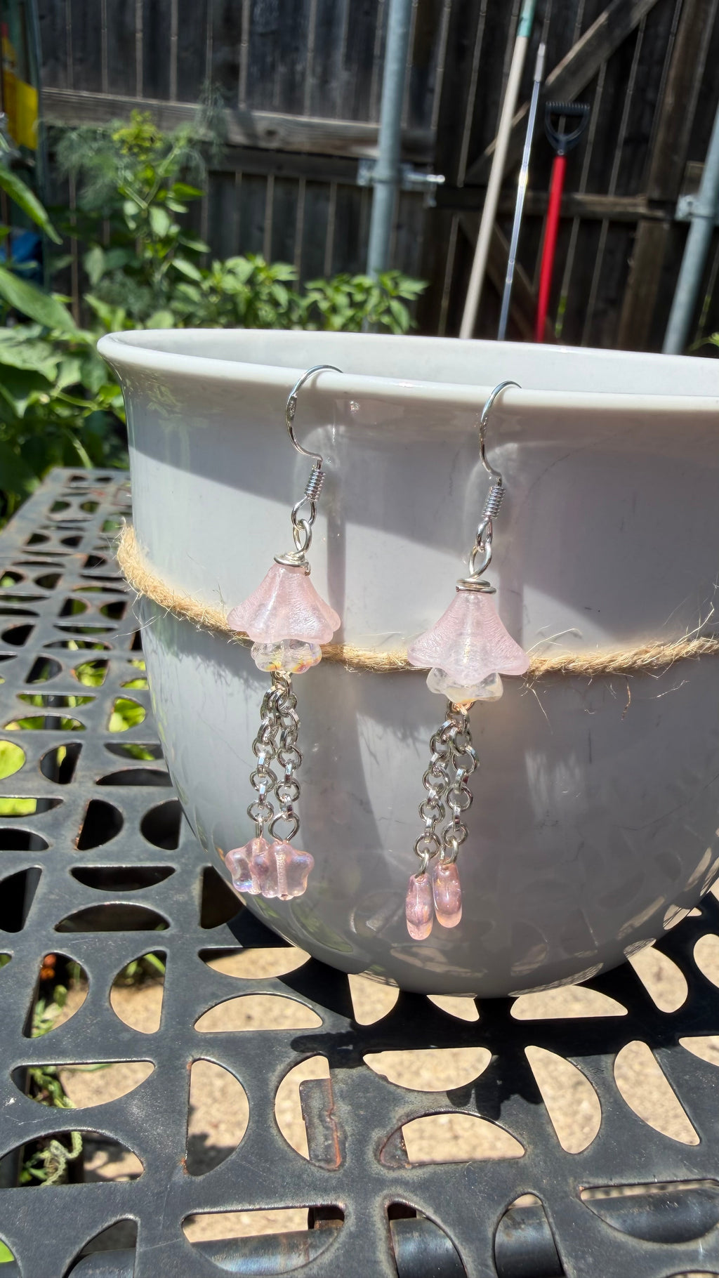 Light Pink Star Dangle Earrings