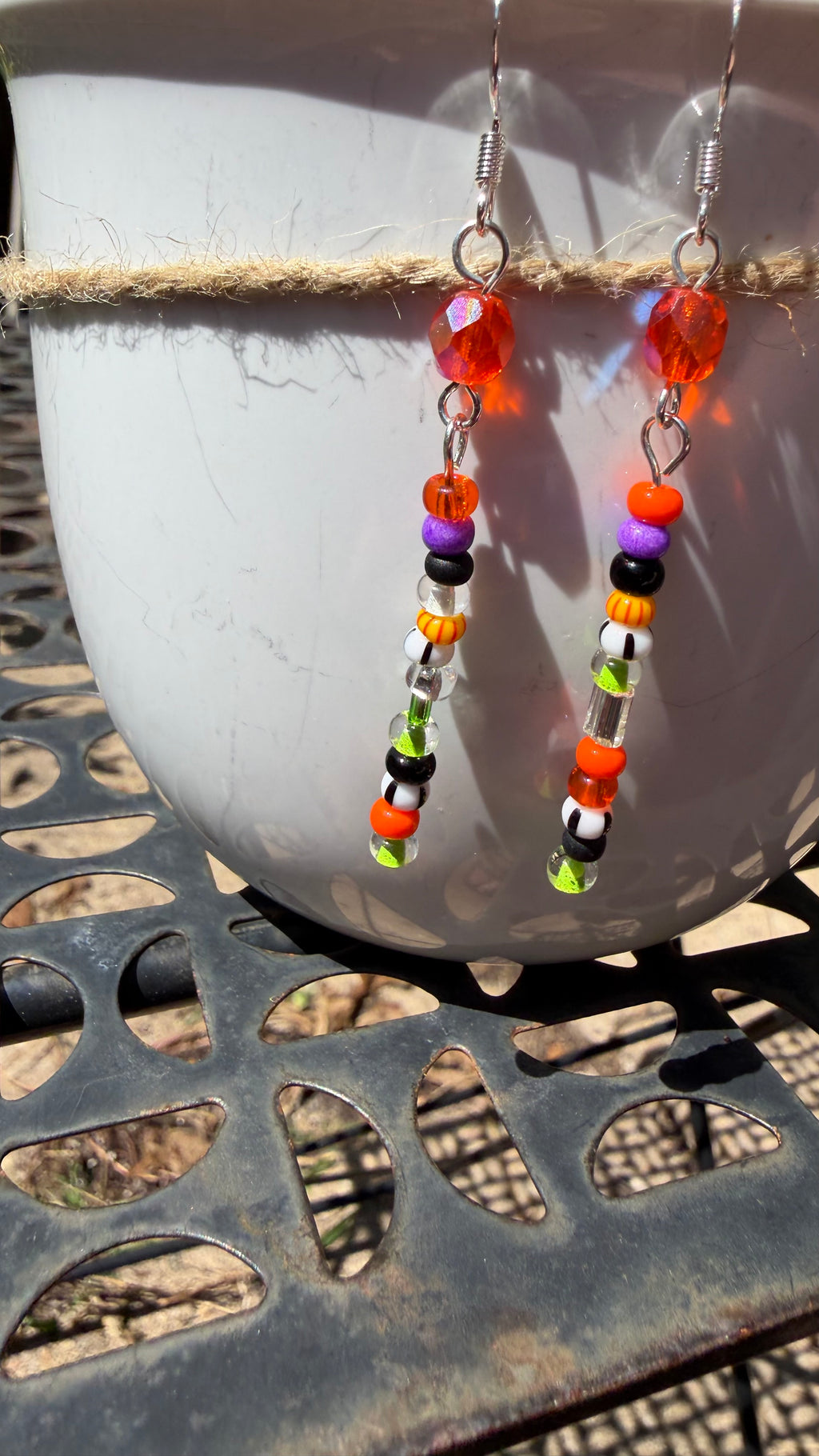Halloween Seed Bead Dangle Earrings (each pair will be different)