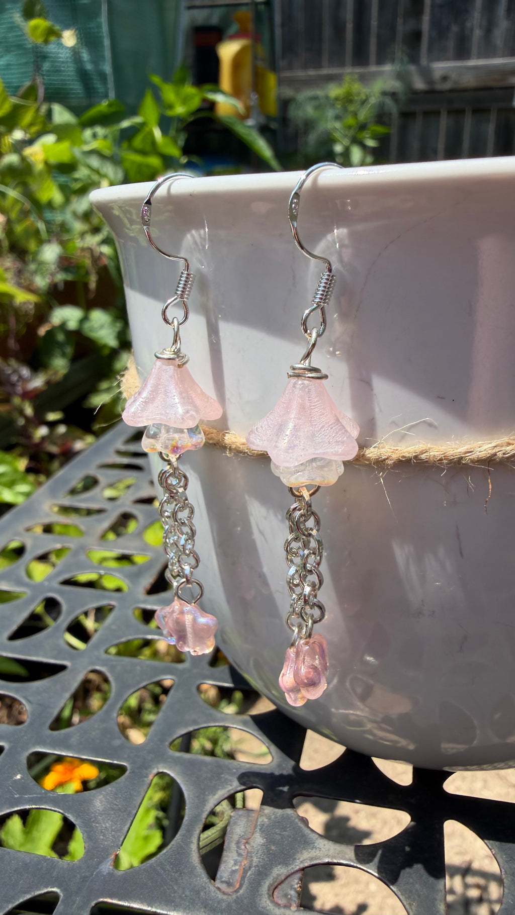 Light Pink Star Dangle Earrings