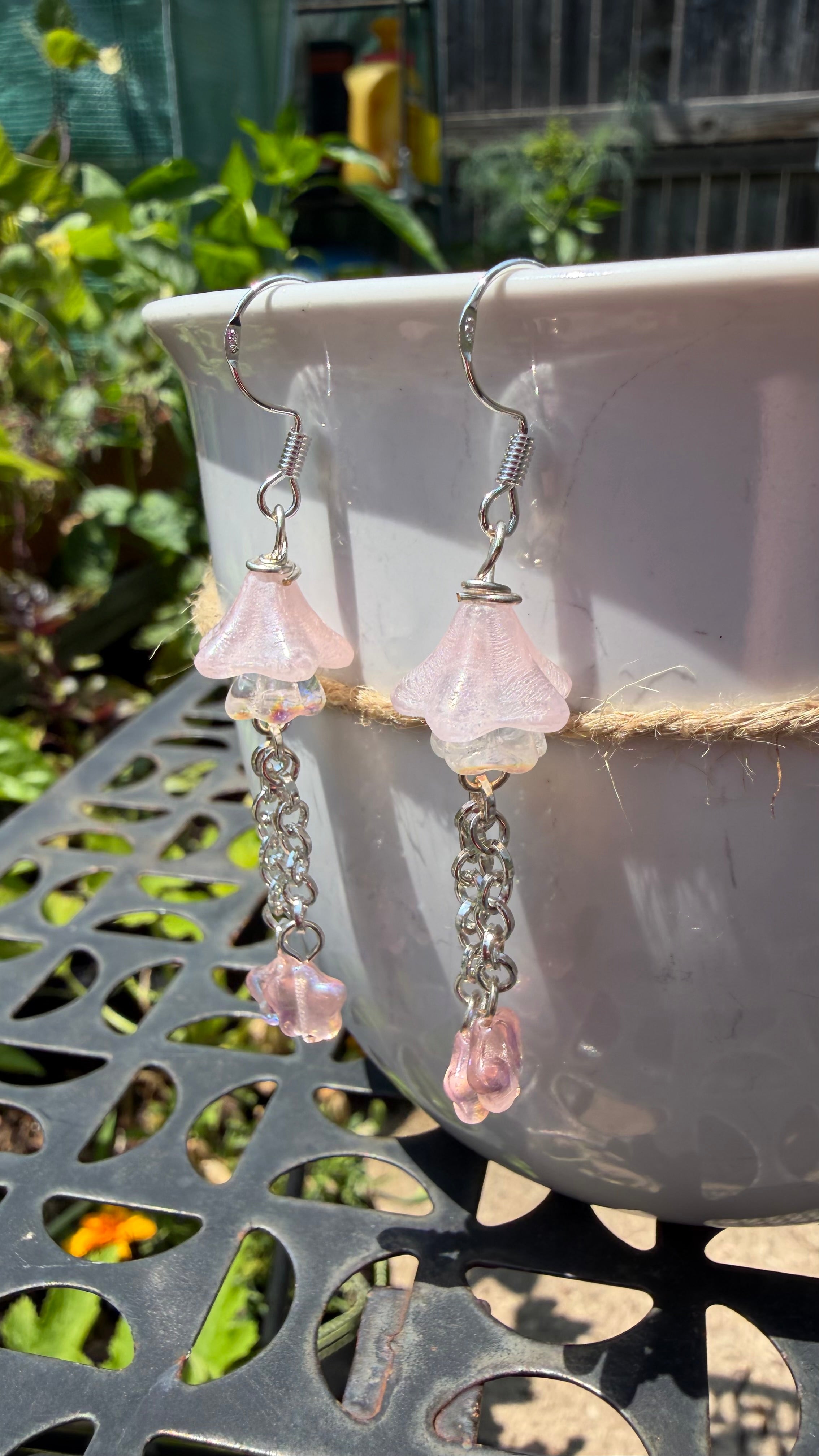 Light Pink Star Dangle Earrings