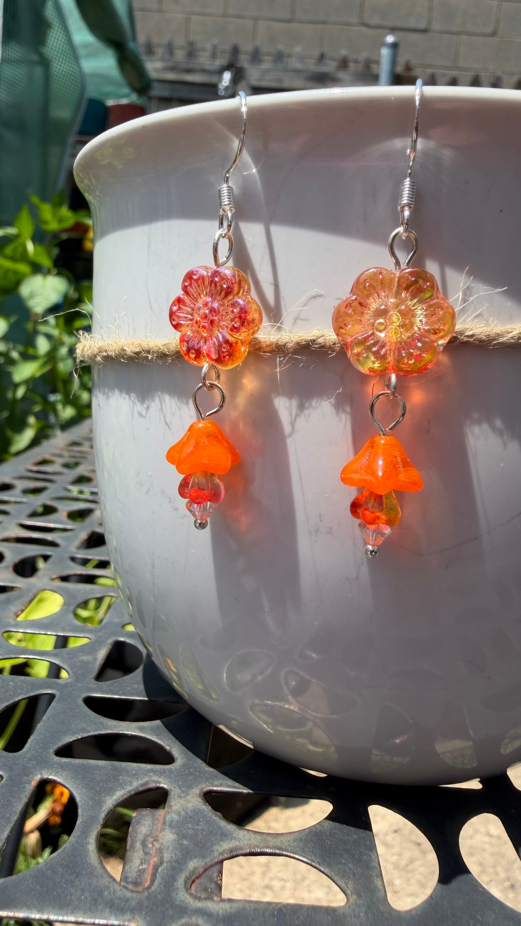 Orange-Yellow Wild Rose Earrings – Lightweight & Delicate