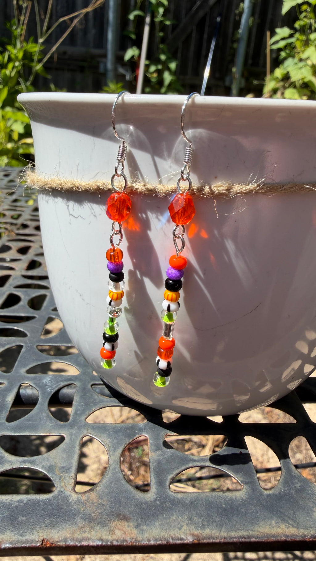Halloween Seed Bead Dangle Earrings (each pair will be different)