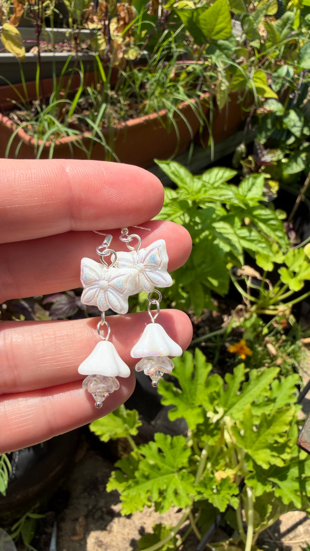 Celestial White Butterfly Earrings – Lightweight