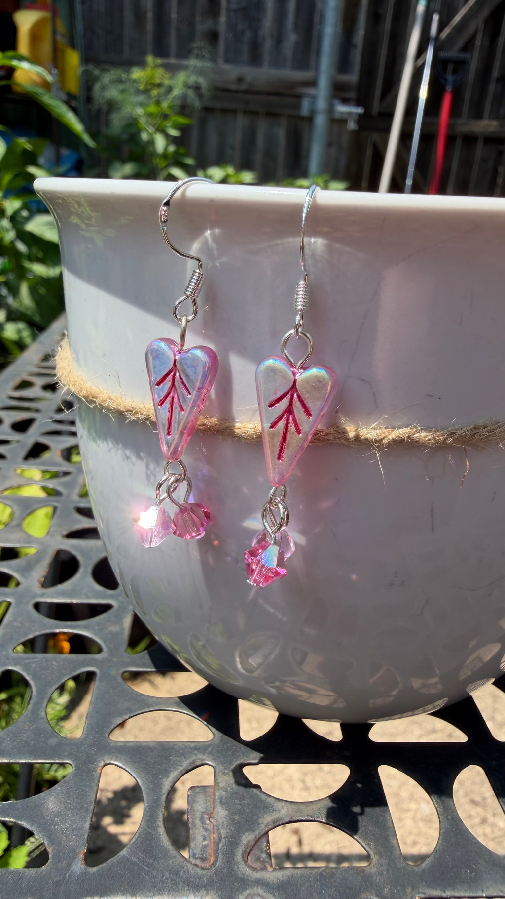 Light Pink Heart Crystal Earrings