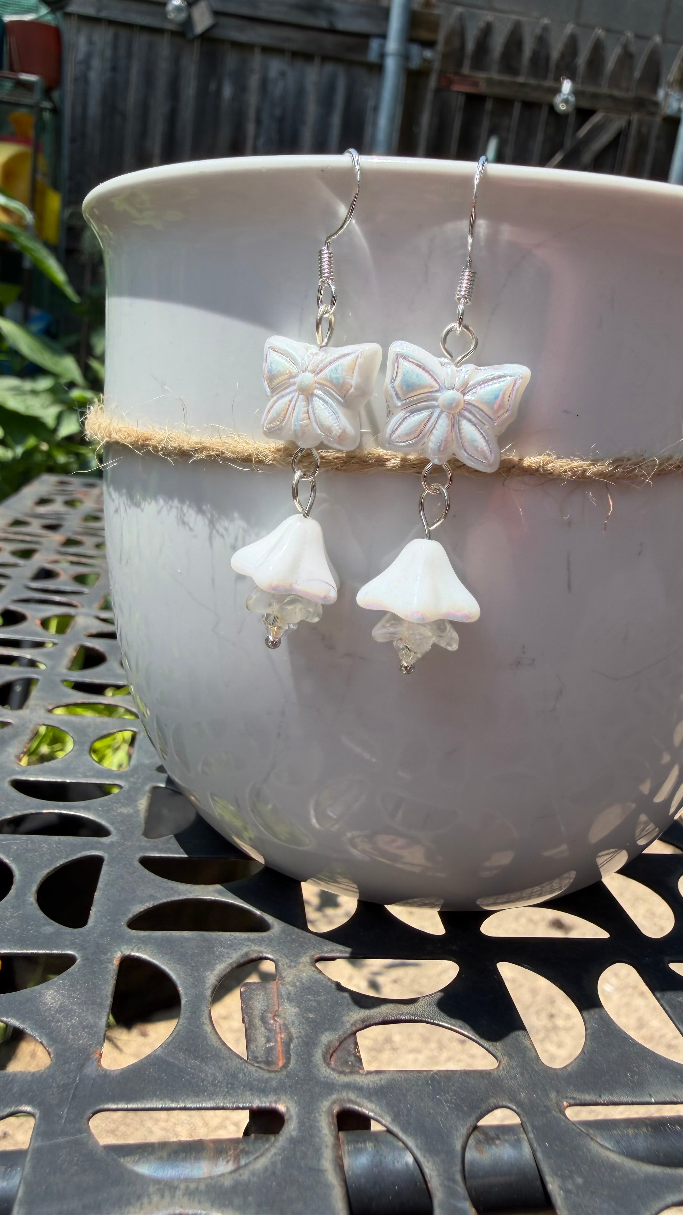 Celestial White Butterfly Earrings – Lightweight