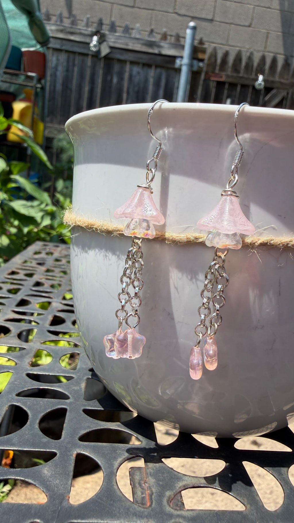 Light Pink Star Dangle Earrings