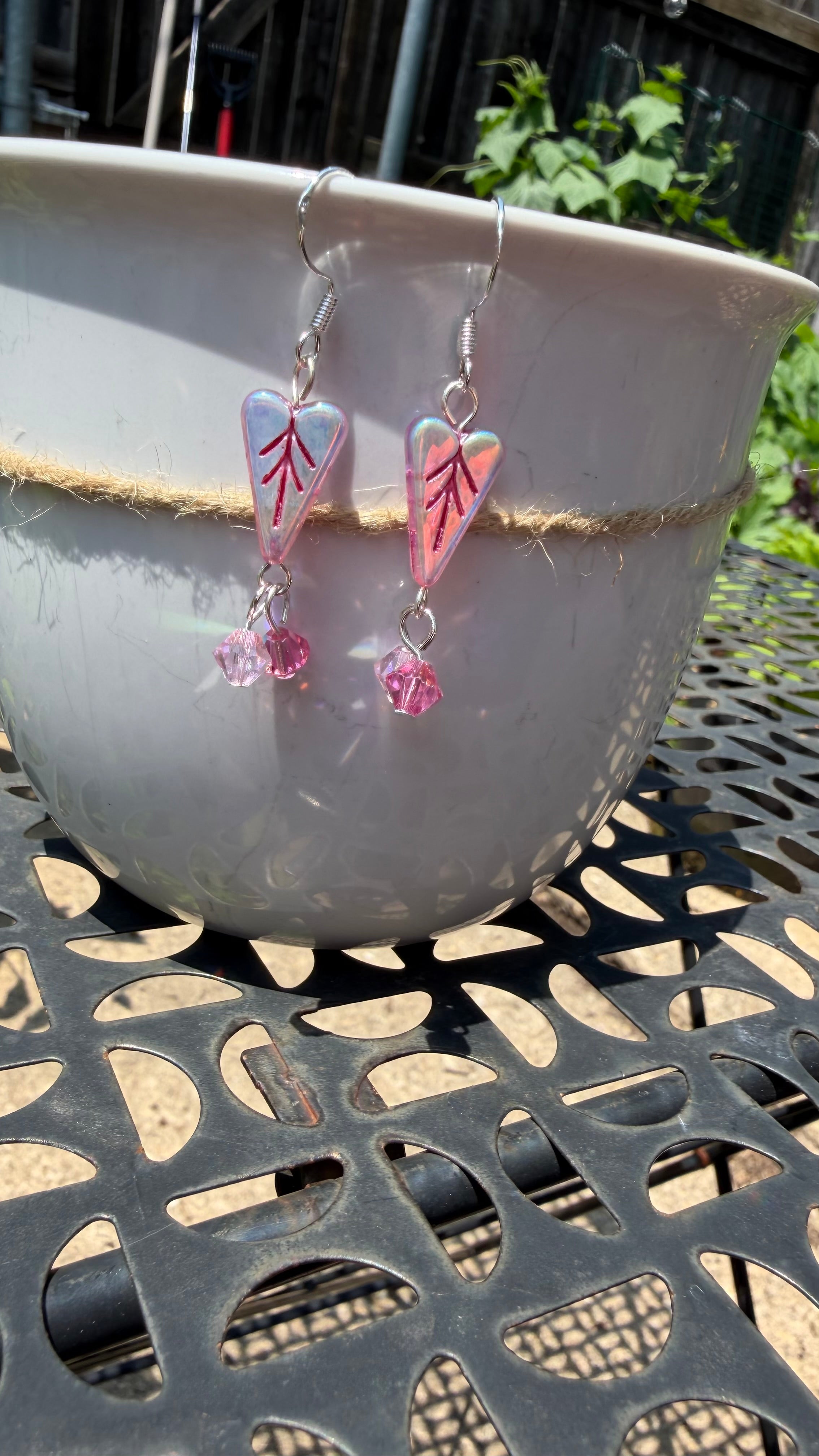 Light Pink Heart Crystal Earrings