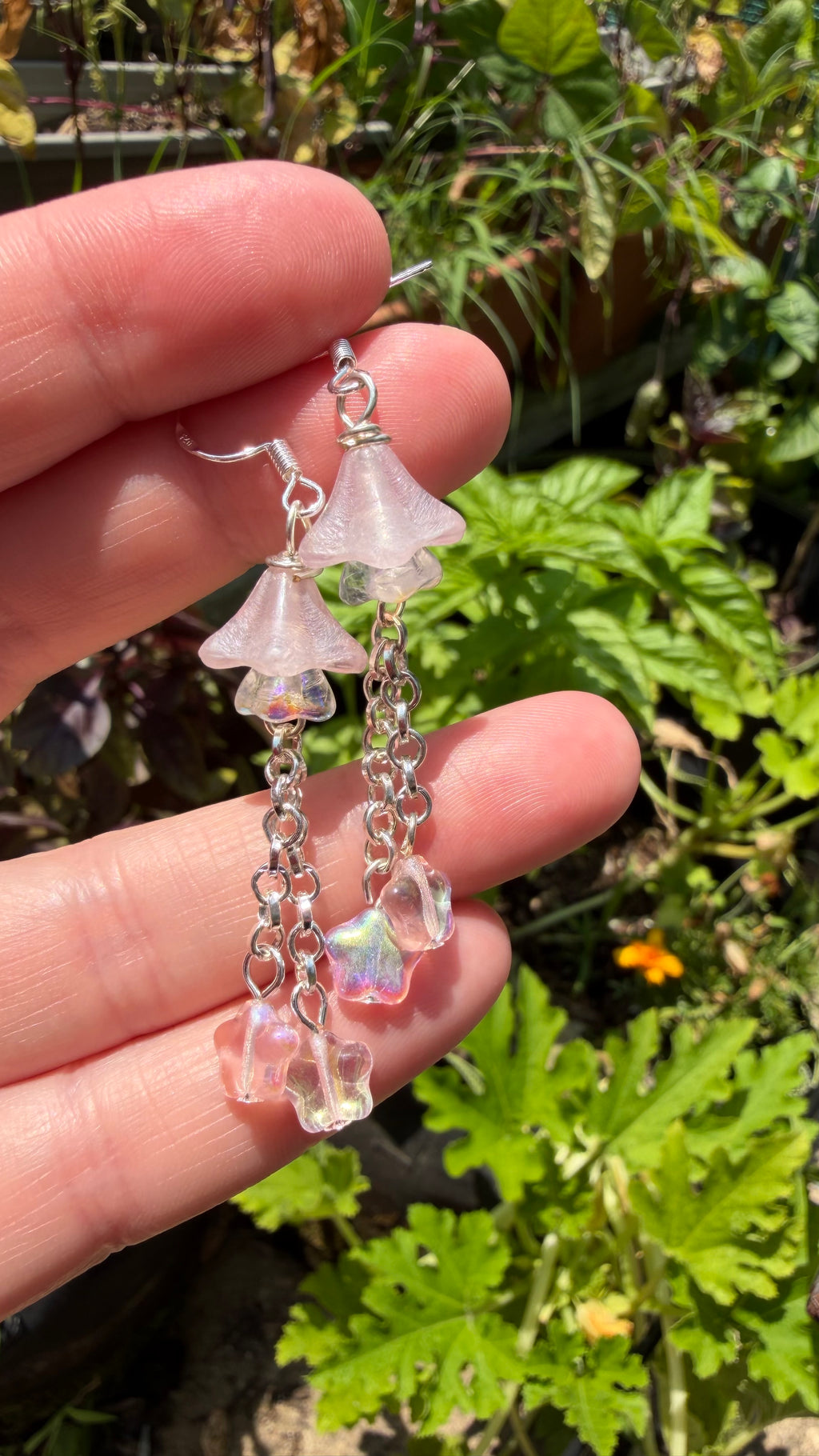 Light Pink Star Dangle Earrings