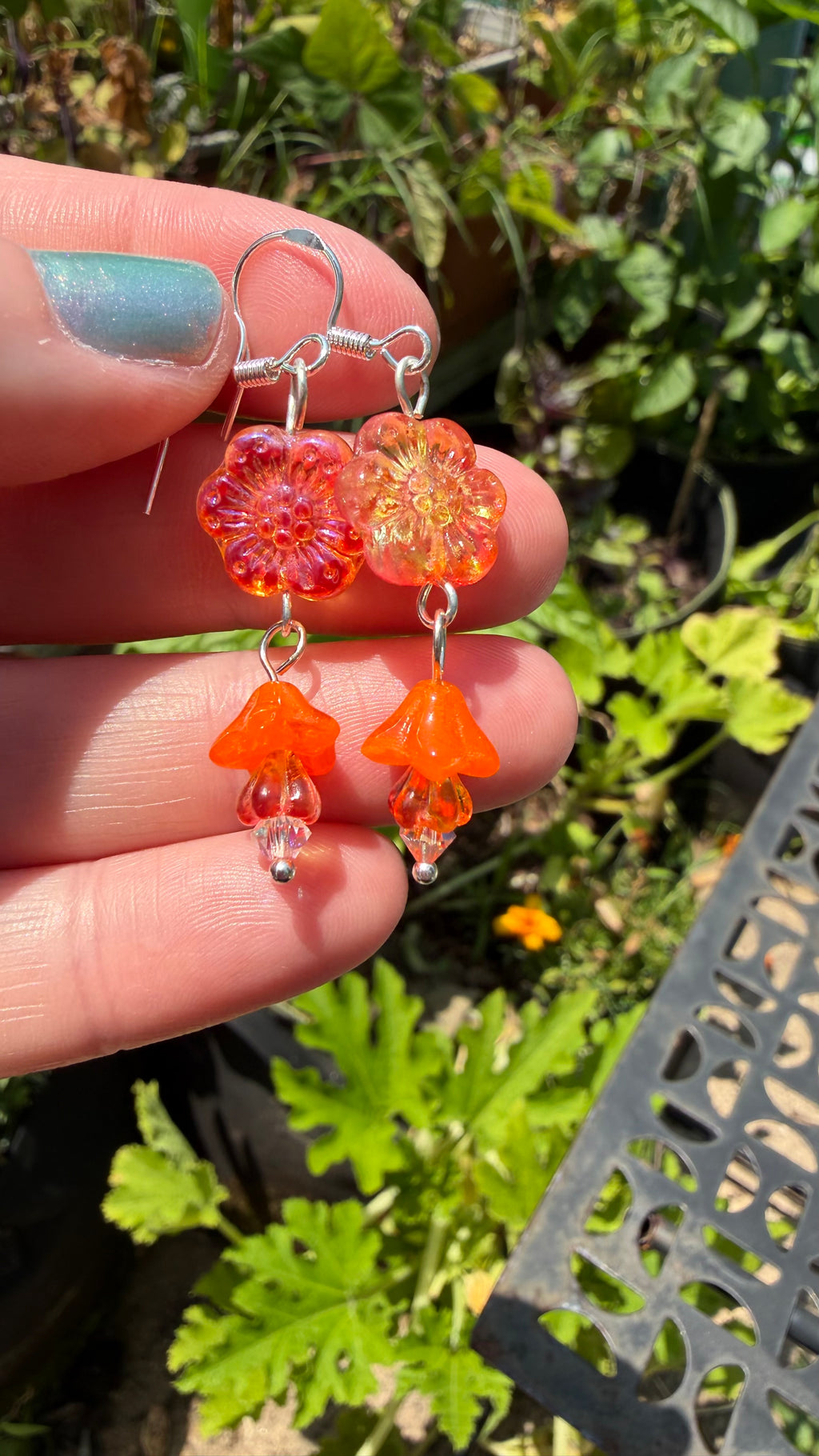 Orange-Yellow Wild Rose Earrings – Lightweight & Delicate