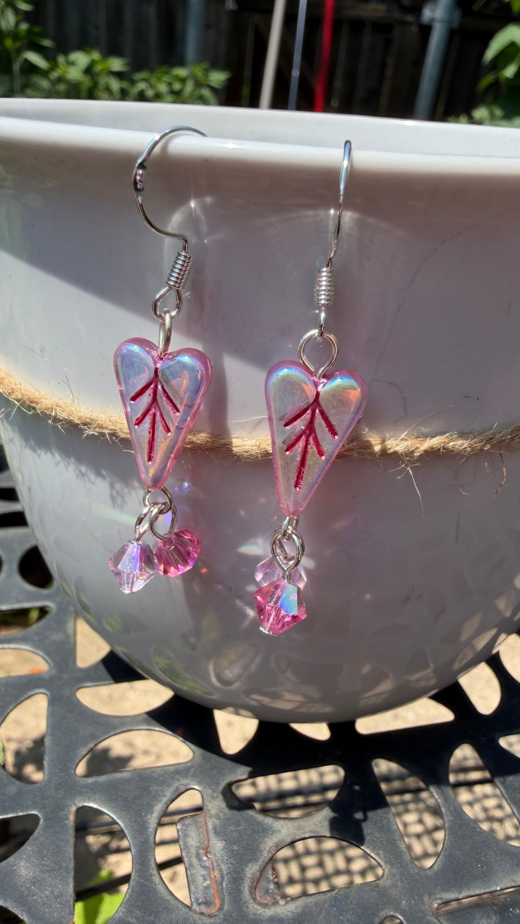 Light Pink Heart Crystal Earrings